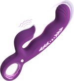 Thrusting Vibrator Adult Sex Toys, 3 in 1 G Spot Finger Vibrator Women Sex Toys - 7 Thrusting & 7 Vibrating Modes, 8.3 Inch Thrusting Dildo Adult Toys Clitoral Stimulator for Women Couples (Purple)
