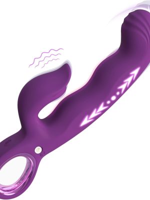 Thrusting Vibrator Adult Sex Toys, 3 in 1 G Spot Finger Vibrator Women Sex Toys - 7 Thrusting & 7 Vibrating Modes, 8.3 Inch Thrusting Dildo Adult Toys Clitoral Stimulator for Women Couples (Purple)