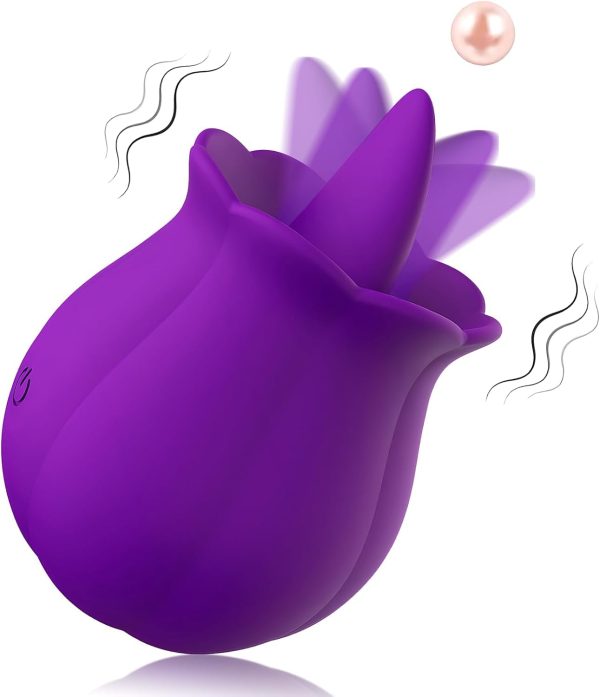 Clitoral Rose Sex Toys Vibrator Stimulator for Women, Licking Tongue Vibrating Rose Adult Toys with 10 Modes Vibration, for Couples Female Anal Clitoris Nipple Ears for Her