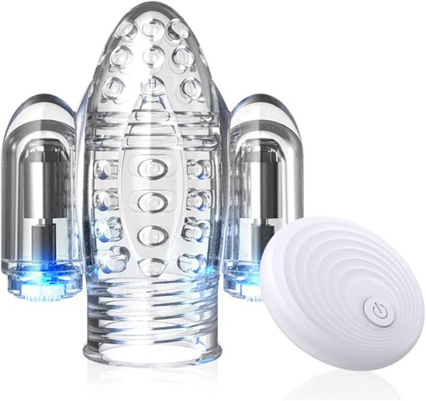 Male Masturbator Penis Vibrator with 10 Vibration Modes, Men Penis Sleeve Glans Vibrator, Male Masturbation Toys Adult Sex Toy for Man - Transparent