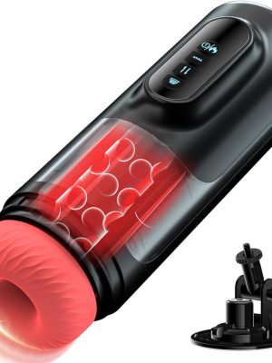 Male Masturbator Penis Pump, Male Sex Toys for Men 5 Sucking & 5 Thrusting & 10 Vibrating with Suction Base, Heating Mens Sex Toys with 3D Realistic Textured, Adult Toys Stroker Pumps & Enlargers