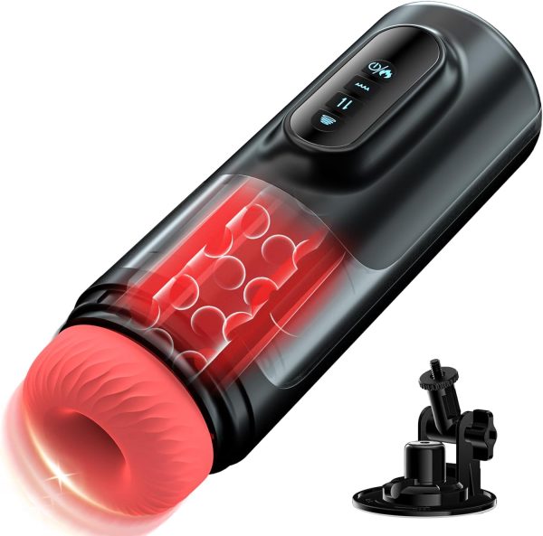 Male Masturbator Penis Pump, Male Sex Toys for Men 5 Sucking & 5 Thrusting & 10 Vibrating with Suction Base, Heating Mens Sex Toys with 3D Realistic Textured, Adult Toys Stroker Pumps & Enlargers