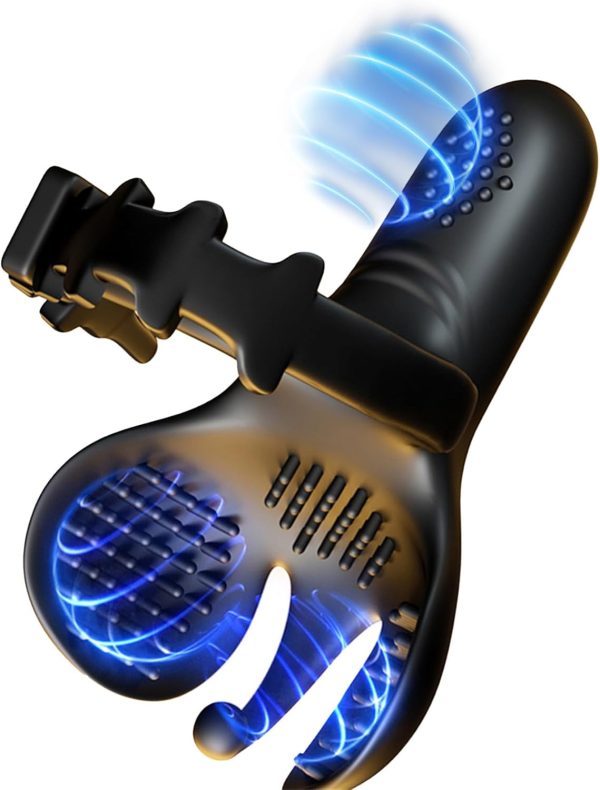 Vibrating Cock and Ball Ring Penis Massager, Testicle Stimulator Vibrator Male Dick Vibes Masturbators Adjustable Sleeve, 3 Speeds and 6 Vibrating Modes Sex Toys for Men