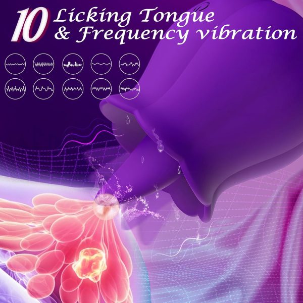 Clitoral Rose Sex Toys Vibrator Stimulator for Women, Licking Tongue Vibrating Rose Adult Toys with 10 Modes Vibration, for Couples Female Anal Clitoris Nipple Ears for Her