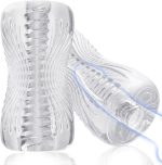 Male Masturbator Sex Toys - Adult Sex Toy , TPE Male Masturbation Sleeve, Penis Training Sex Toy for Men, 3D Realistic Texture Spiral Tunnel Stroker, Couple Sex Toys & Game (Clear)