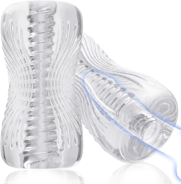 Male Masturbator Sex Toys - Adult Sex Toy , TPE Male Masturbation Sleeve, Penis Training Sex Toy for Men, 3D Realistic Texture Spiral Tunnel Stroker, Couple Sex Toys & Game (Clear)