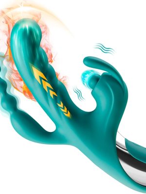 Rabbit Vibrator Sex Toys for Women –  3 in 1 Adult Toy for Female Couples with 5 Tapping 10 Vibration & 7 Thrust, Quick Heating Clitoral Vibrators G Spot Vibrater Thrusting Dildo Anal Beads