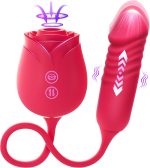 Vibrator Dildo Sex Toys for Women -  Rose Sex Toy with Thrusting G Spot Vibrators & 10 Sucking Modes for Clitoral Nipple Stimulation Anal Dildos Adult Sex Toys Games for Couples Sex Machine