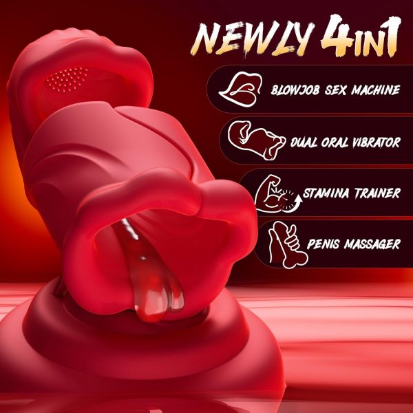 Male Masturbator Sex Toys for Men, Openable Male Stroker Mens Vibrator, Dual Lip Grip Trainer Men Sex Toy with 9 Vibration Modes, 360° Full-Surround Blowjob Penis Vibrator, Glans Trainer Sex Machine